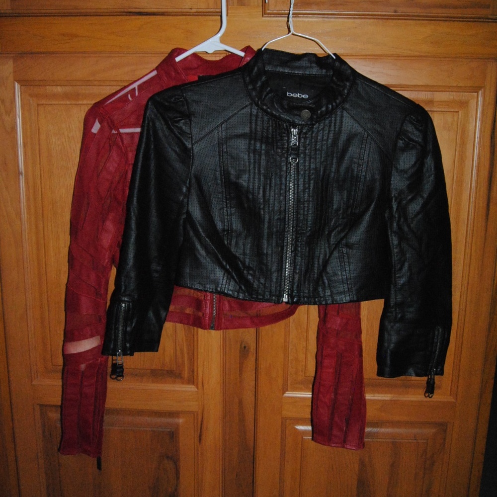 Two Bebe Crop Jackets Black and Red Size XS